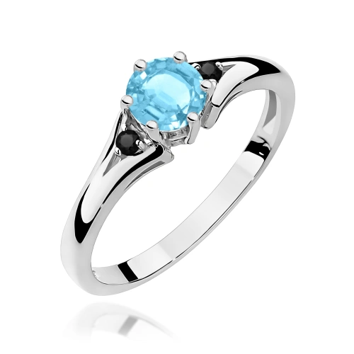 Pierścionek W0076 Topaz Swiss 0,50ct białe złoto 375 z czarnymi diamentami
