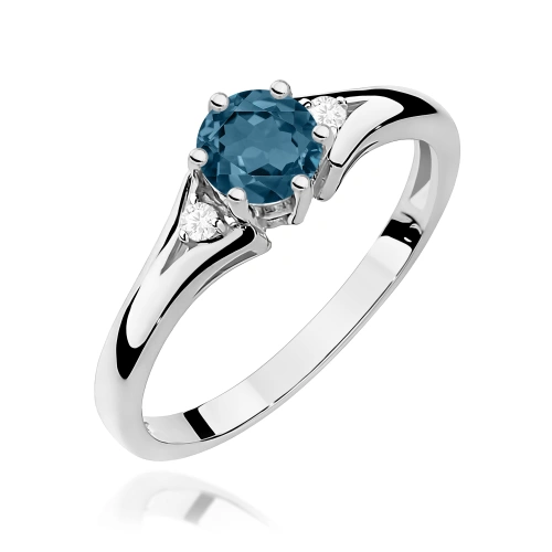 Pierścionek W0076 Topaz London Blue 0,50ct białe złoto 375