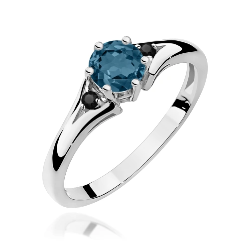 Gyűrű W0076 Topáz London Blue 0,50ct Fehér arany feketével Gyémántami