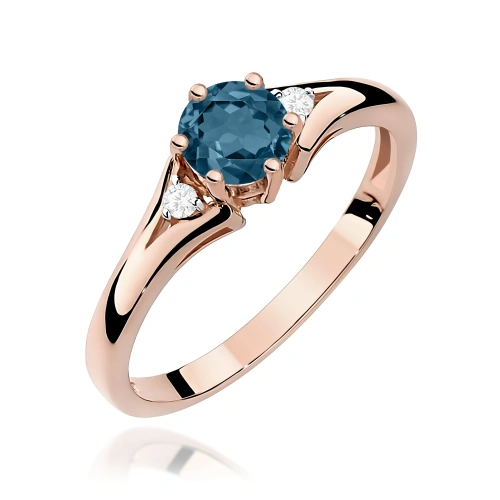 Prsteň W0076 Topás London Blue 0,50ct ružové zlato