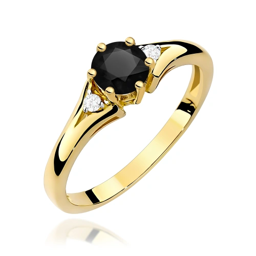 Pierścionek W0076 Czarny diament 0,50ct żółte złoto 375
