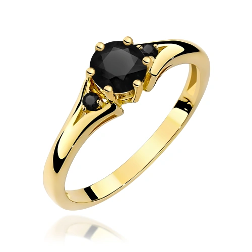Bague W0076 Diamant noir 0,50ct Or jaune avec diamants noirs