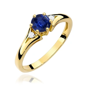 Pierścionek W0076 Szafir 0,50ct żółte złoto 375