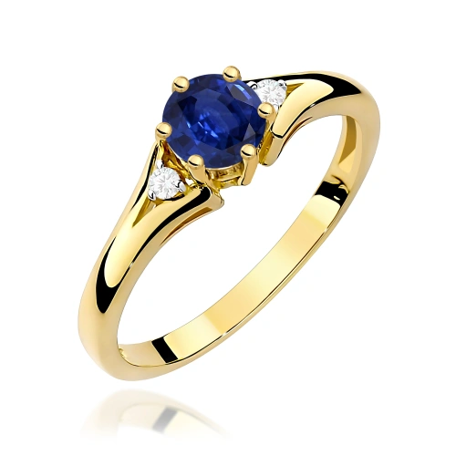 Pierścionek W0076 Szafir 0,50ct żółte złoto 375