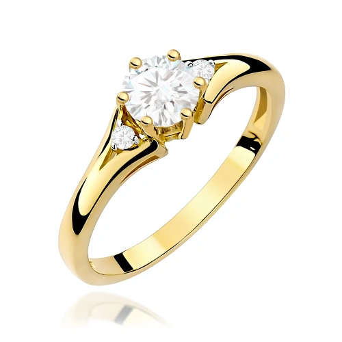 Pierścionek W0076 Biały Szafir 0,60ct żółte złoto