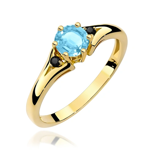 Pierścionek W0076 Topaz Swiss 0,50ct żółte złoto 375 z czarnymi diamentami