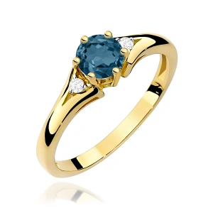 Pierścionek W0076 Topaz London Blue 0,50ct żółte złoto 375