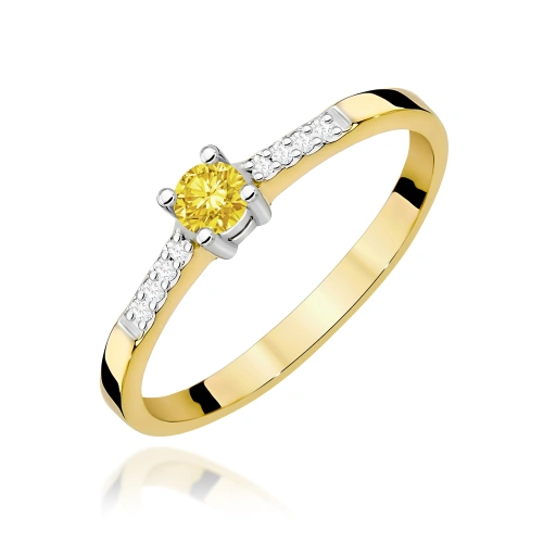 Pierścionek W0382 Diament Laboratoryjny żółty 0.15ct żółte złoto 375