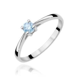 Pierścionek W0367 Diament Laboratoryjny niebieski 0,15ct białe złoto
