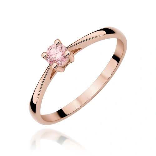 Pierścionek W0367 Diament Laboratoryjny różowy 0.15ct różowe złoto