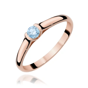 Pierścionek W0369 Diament Laboratoryjny niebieski  0,15ct różowe złoto