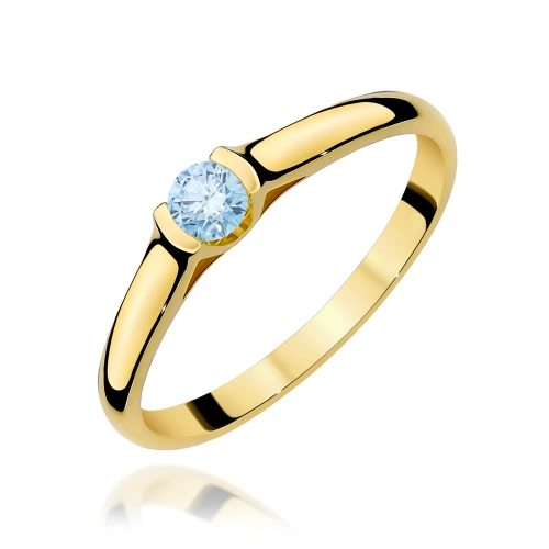 Pierścionek W0369 Diament Laboratoryjny niebieski 0.15ct żółte złoto