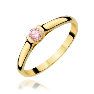 Pierścionek W0369 Diament Laboratoryjny różowy 0.15ct żółte złoto 375