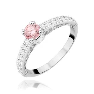 Pierścionek W0439 Diament Laboratoryjny różowy 0,30ct białe złoto