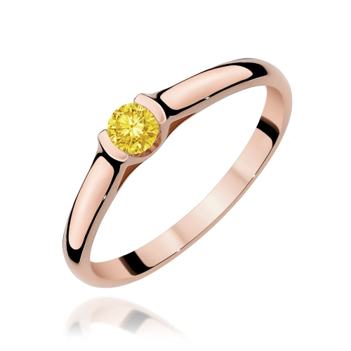 Pierścionek W0369 Diament Laboratoryjny żółty 0,15ct różowe złoto