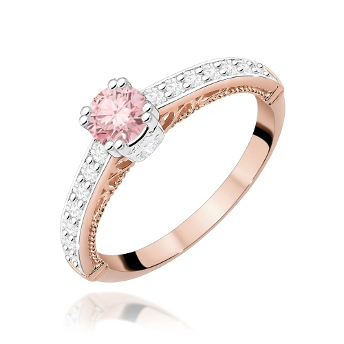Pierścionek W0439 Diament Laboratoryjny różowy 0,30ct różowe złoto