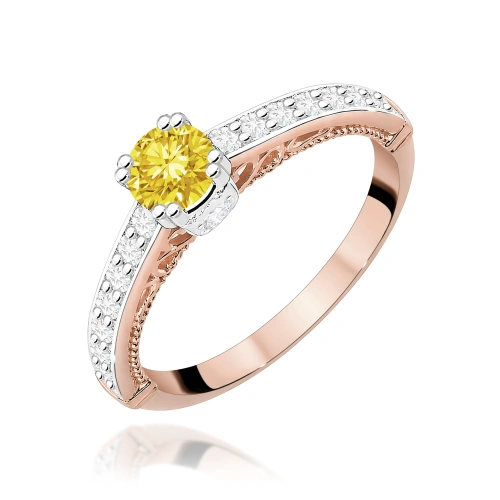 Pierścionek W0439 Diament Laboratoryjny żółty 0,30ct różowe złoto