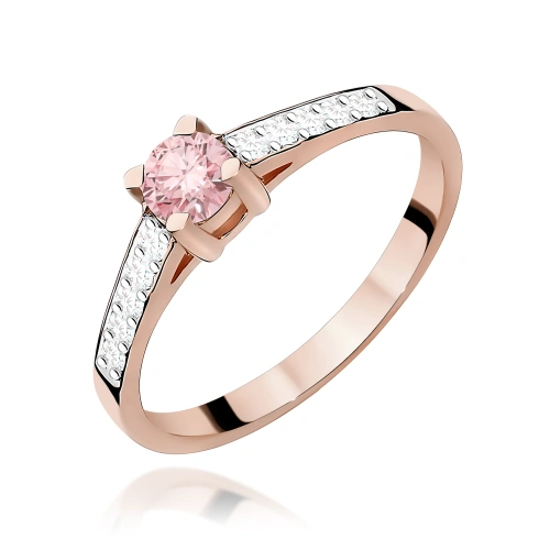 Pierścionek W0364 Diament Laboratoryjny różowy 0.30ct różowe złoto