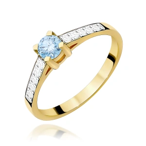 Pierścionek W0364 Diament Laboratoryjny niebieski 0.30ct żółte złoto