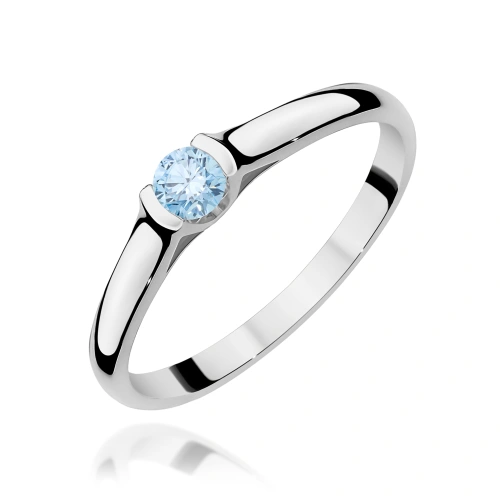 Pierścionek W0369 Diament Laboratoryjny niebieski 0.15ct białe złoto 375