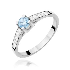 Pierścionek W0364 Diament laboratoryjny niebieski 0,30ct białe złoto 375