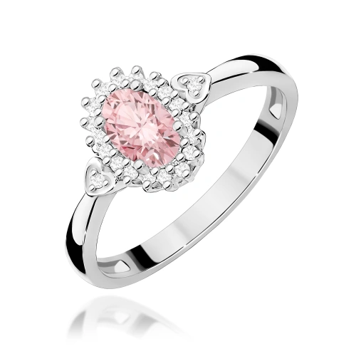 Pierścionek W0312 Diament laboratoryjny różowy 0,50ct białe złoto 375