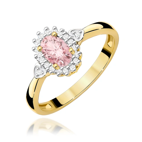 Pierścionek W0312 Diament laboratoryjny różowy 0,50ct żółte złoto