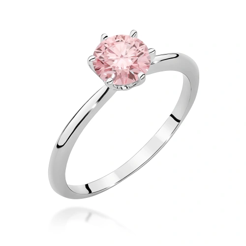Pierścionek W0553 Diament Laboratoryjny różowy 1,00ct białe złoto