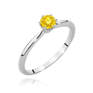 Pierścionek W0553 Diament Laboratoryjny żółty 0,50ct białe złoto 375