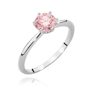 Pierścionek W0553 Diament Laboratoryjny różowy 1,00ct białe złoto 375