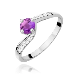 Pierścionek W0084 Ametyst 0,50ct białe złoto 375