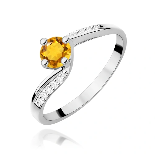Pierścionek W0084 Cytryn 0,50ct białe złoto 375