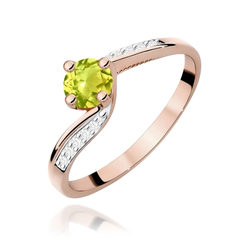 Žiedas W0084 Olivinas 0,60ct Rožinis auksas