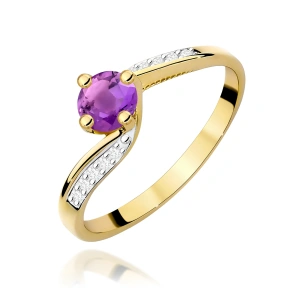 Pierścionek W0084 Ametyst 0,50ct żółte złoto 375