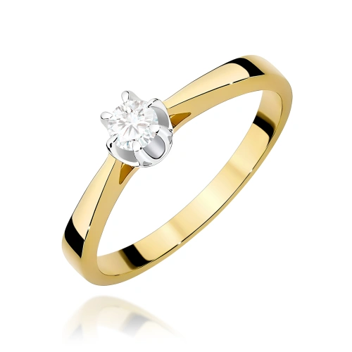 Pierścionek W0295 Diament Laboratoryjny 0,15ct żółte złoto 375