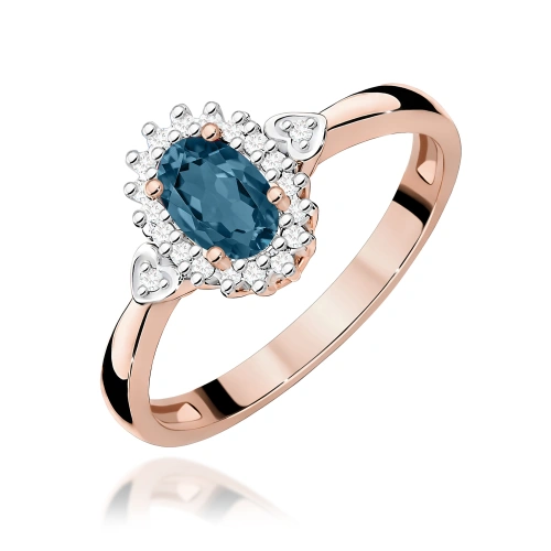 Prsteň W0312 Topás London Blue 0,50ct ružové zlato