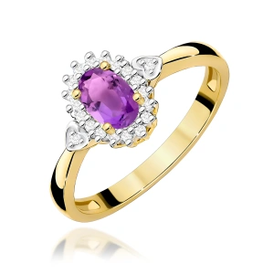 Pierścionek W0312 Ametyst 0,40ct żółte złoto