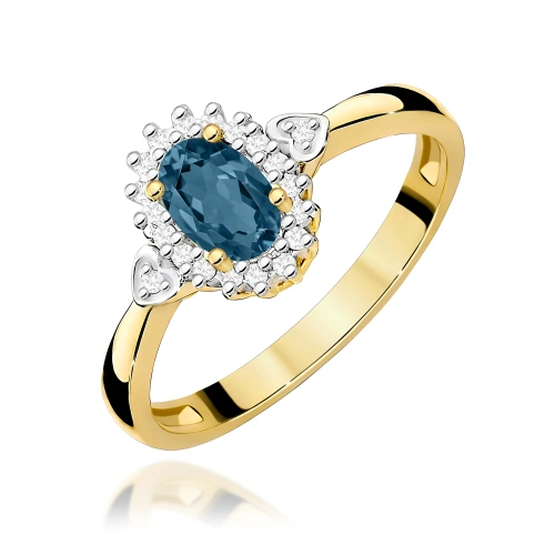 Bague W0312 Topaze London Blue 0,50ct Or jaune 375