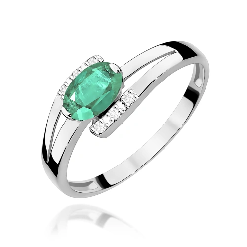 Pierścionek W0119 Szmaragd 0,40ct białe złoto 375