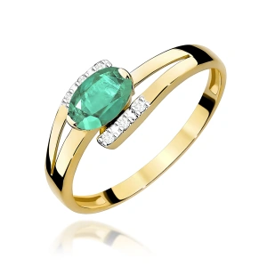 Pierścionek W0119 Szmaragd 0,40ct żółte złoto 375
