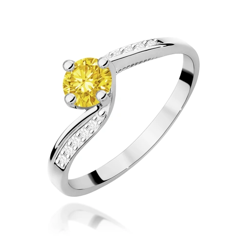 Pierścionek W0084 Diament Laboratoryjny żółty 0,50ct białe złoto