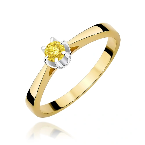 Ring W0295 Gelber Laborgezüchteter Diamant 0,15ct Gelbgold