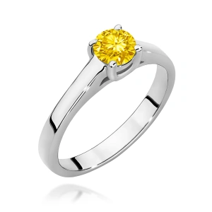 Pierścionek W0544 Diament Laboratoryjny żółty 1,00ct białe złoto