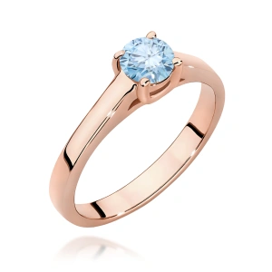 Pierścionek W0544 Diament Laboratoryjny niebieski 0,50ct różowe złoto