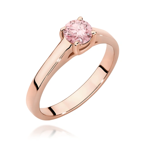 Pierścionek W0544 Diament Laboratoryjny różowy 0,50ct różowe złoto