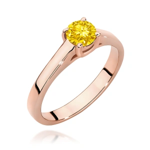 Pierścionek W0544 Diament Laboratoryjny żółty 0,50ct różowe złoto