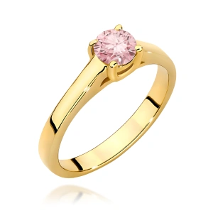 Pierścionek W0544 Diament Laboratoryjny różowy 0,50ct żółte złoto