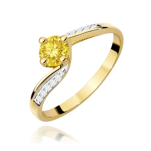 Pierścionek W0084 Diament Laboratoryjny żółty 0,50ct żółte złoto 375
