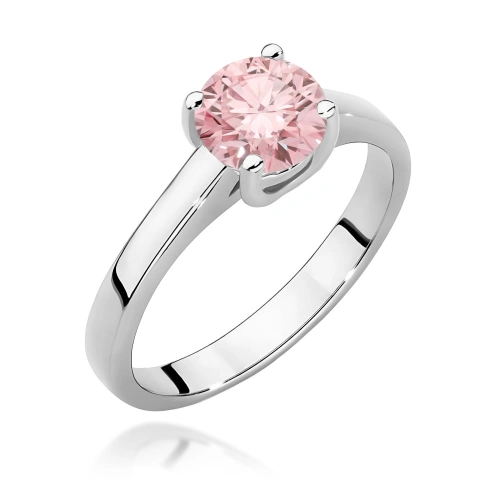 Pierścionek W0544 Diament Laboratoryjny różowy 1,00ct białe złoto 375