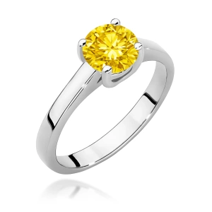 Pierścionek W0544 Diament Laboratoryjny żółty 1,00ct białe złoto 375